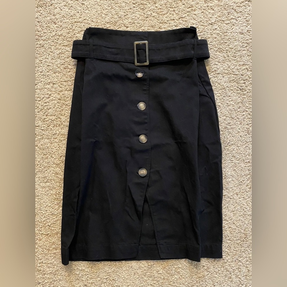 HM Brand Women’s Black Paper bag Skirt With Belt NWOT US 16 XL